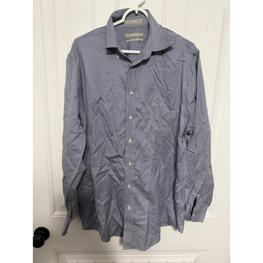 Nordstrom Button Down Mens 16 1/2 34/35 Traditional Fit Gingham Smartcare EUC